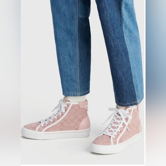 COACH HIGH TOP PLATFORM SNEAKERS CITYSOLE SIGNATURE JACQUARD CANVAS SIZES 9 & 10 - Picture 7 of 7